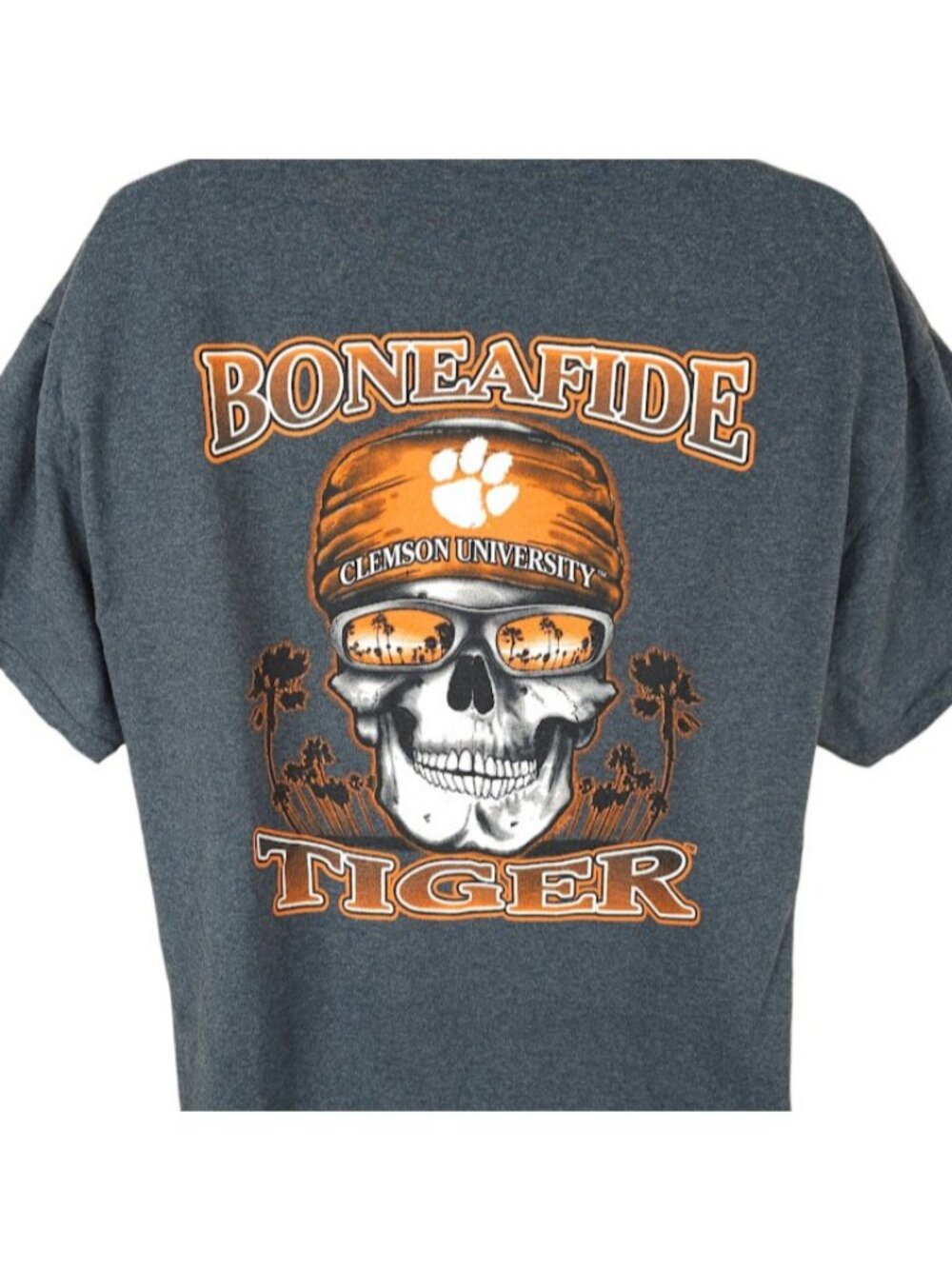 Clemson University Tigers T Shirt Mens Size XL Gray NCAA Skull